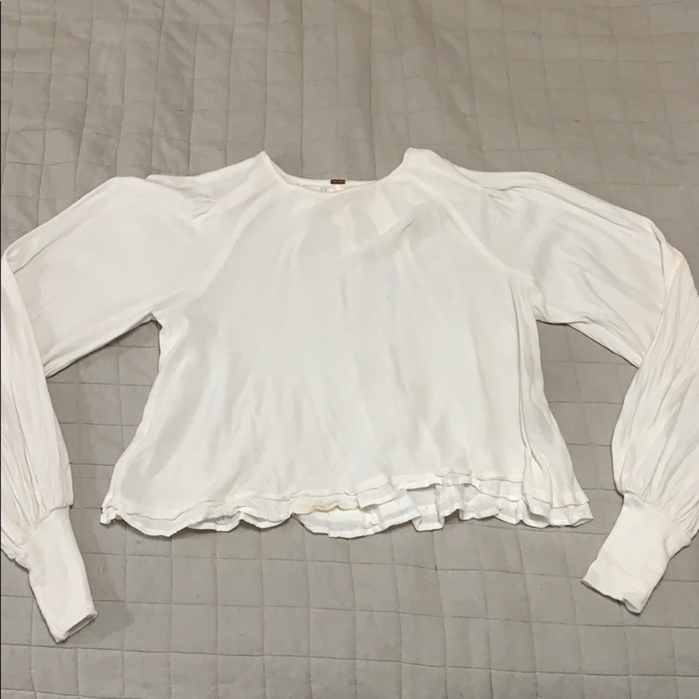 Free People White Flowy Blouse